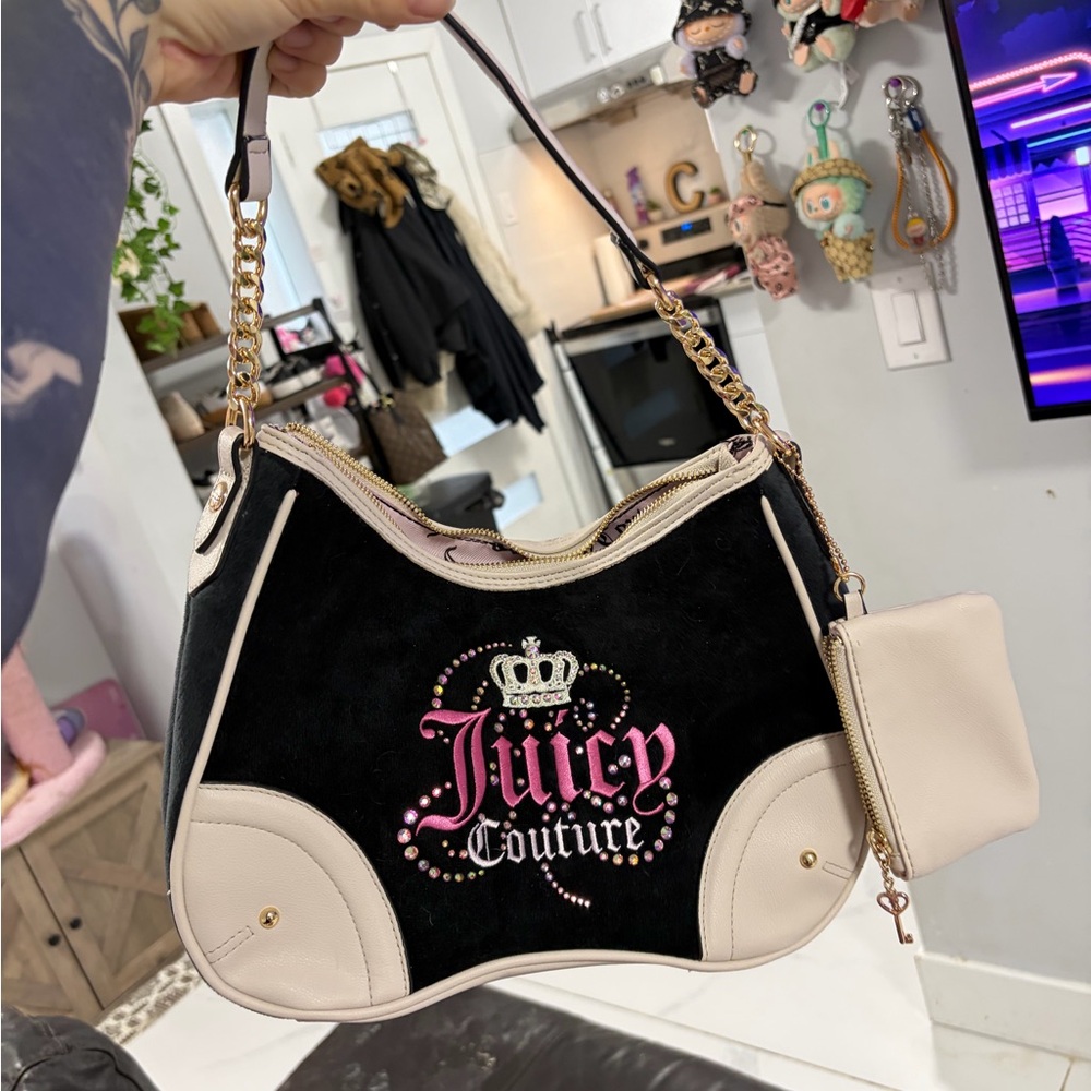 Juicy Couture Black and Cream Shoulder Bag - Picture 1 of 3